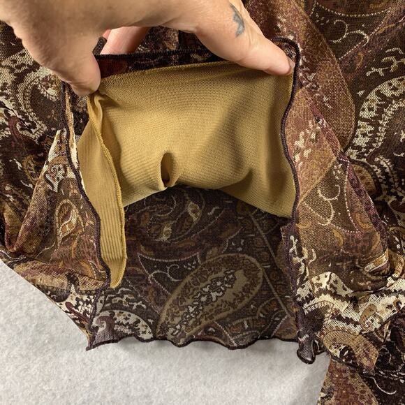 VTG Wet Seal Womens Y2K‎ Sheer Mesh Top Sz S Fairy Grunge Paisley Goblin Indie - Picture 4 of 11